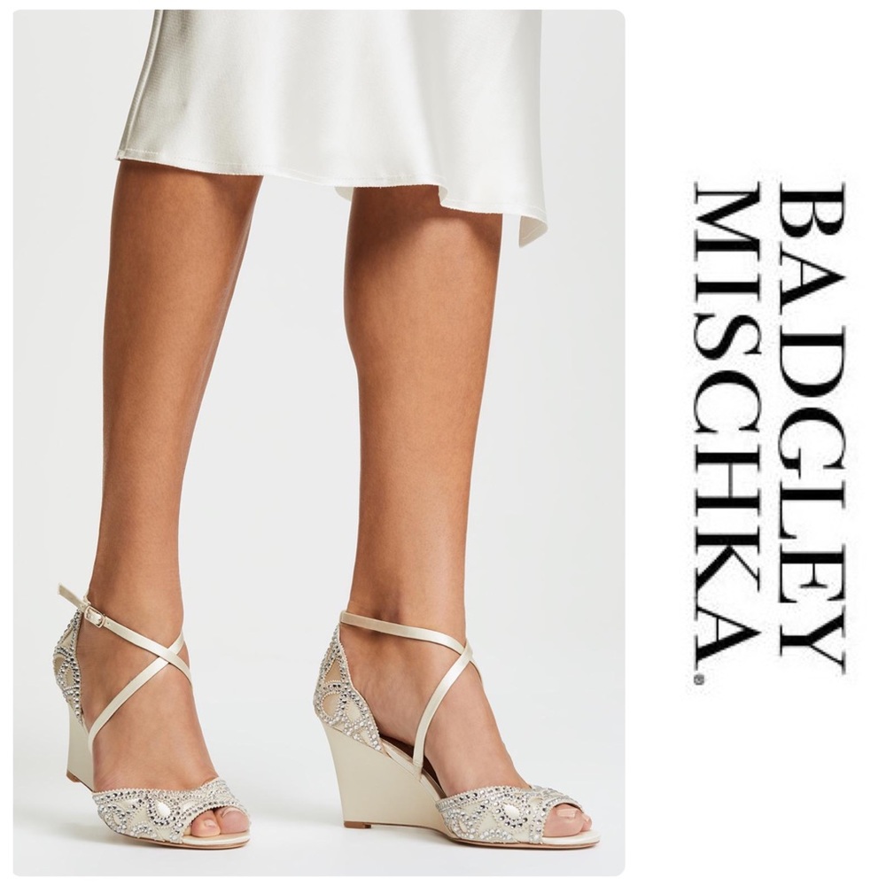 Badgley Mischka Winter Strappy Wedge Pump - Silver